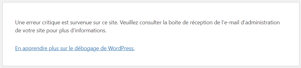 Comment corriger Une erreur critique s'est produite sur ce site web